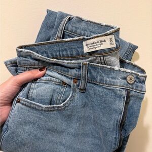 Abercrombie & Fitch Women's Light Blue Straight Leg Jeans